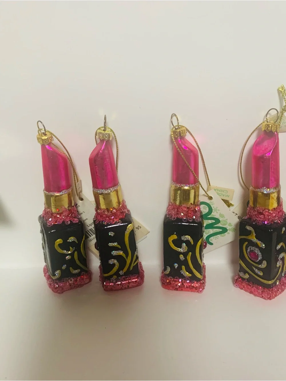 Lipstick Glass Christmas Ornament x6